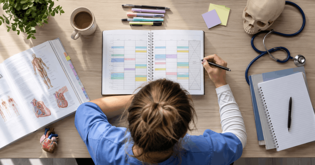 Weekly study plan with rest days designed to prevent NCLEX burnout