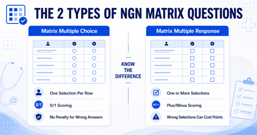 Comparison of NCLEX matrix multiple choice and matrix multiple response question types